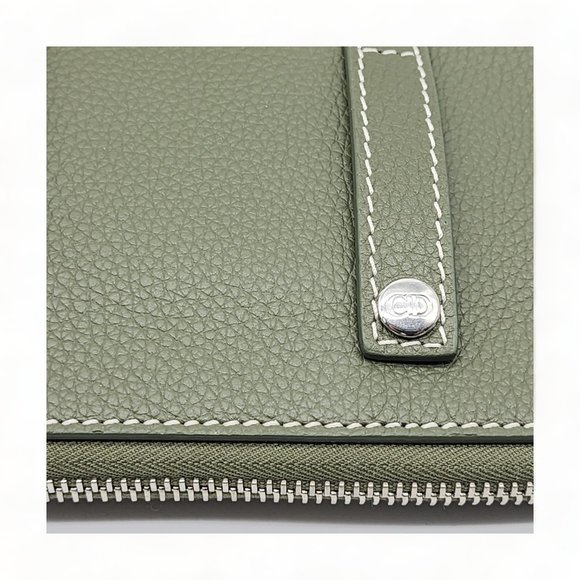 Dior Saddle Grain Leather Large Crossbody Bag with phone case Green - Picture 10 of 15